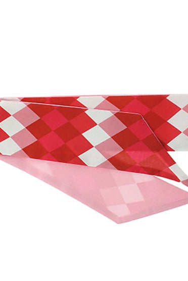 Red and white checkered bandana on a pink background