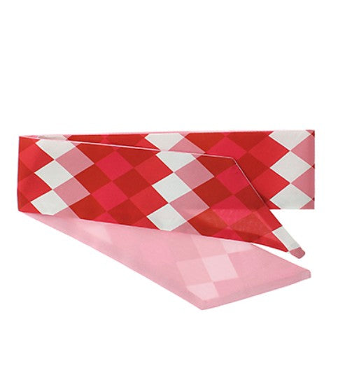 Red and white checkered bandana on a pink background