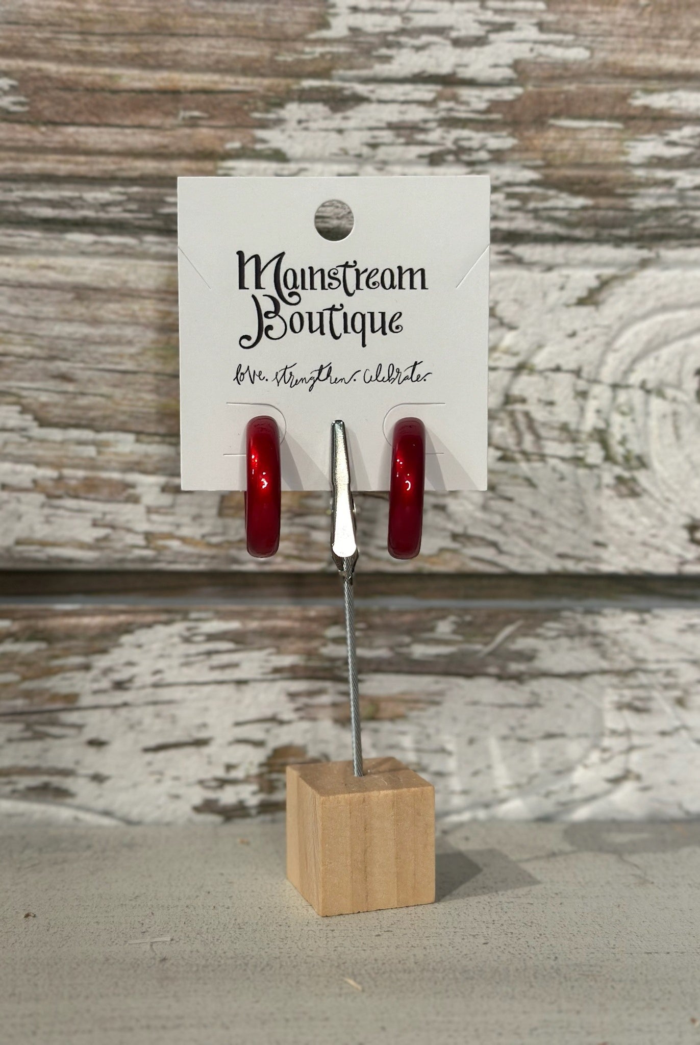 Red hoop earrings 30 mm