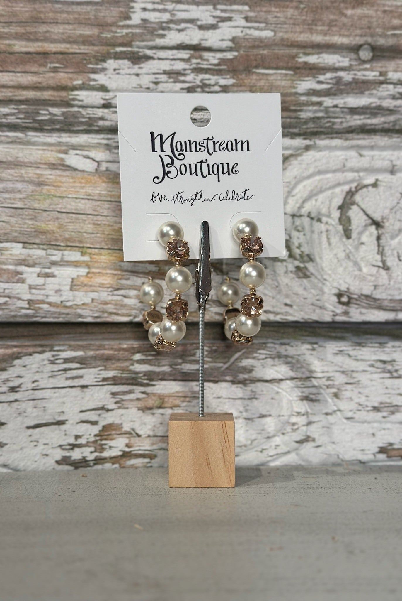 Stone and Pearl Earrings