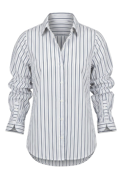 Navy Striped shirt on a white background