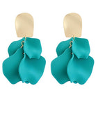 Turquoise earrings with gold posts on a white background