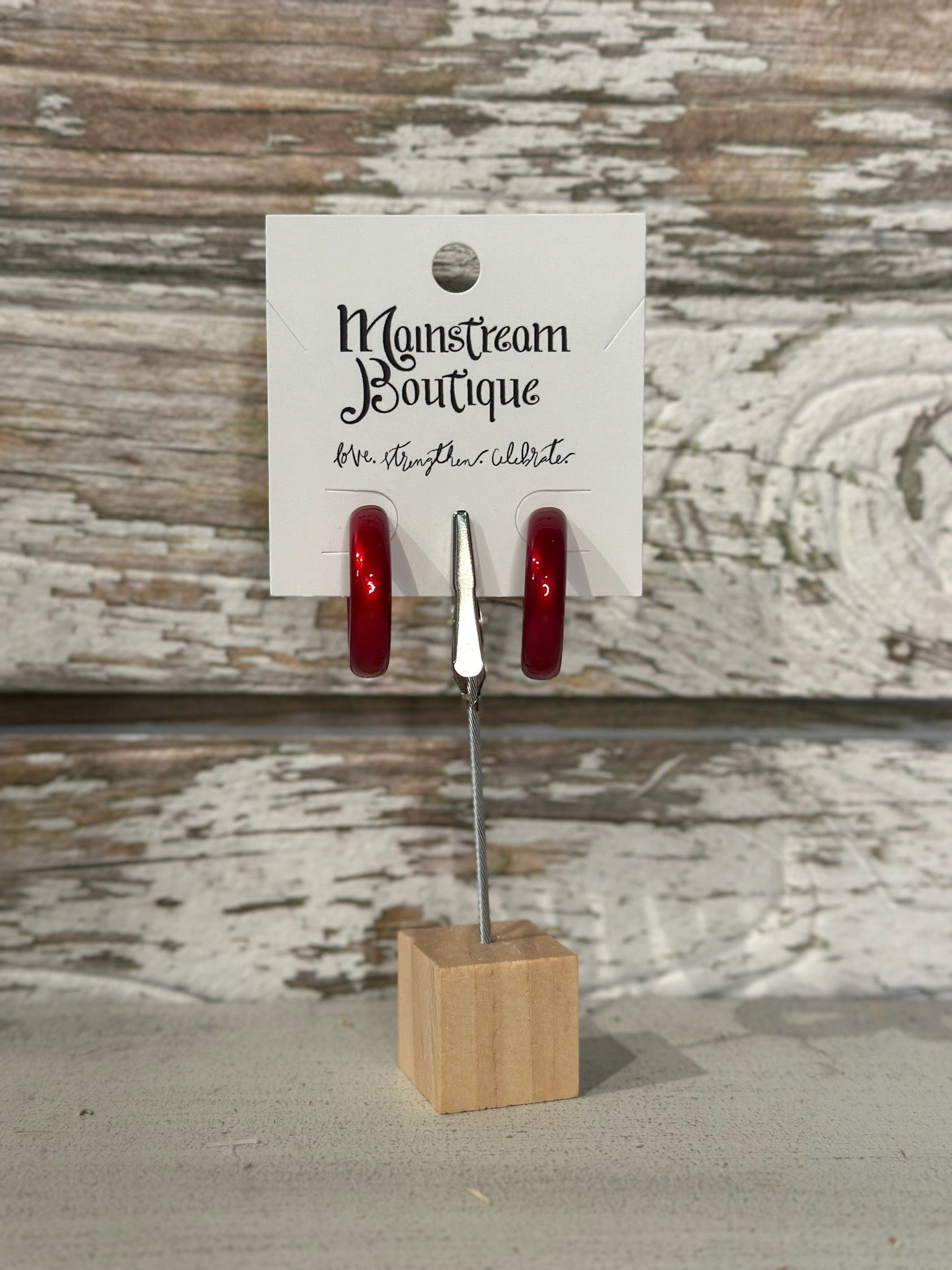Red hoop earrings 30 mm 