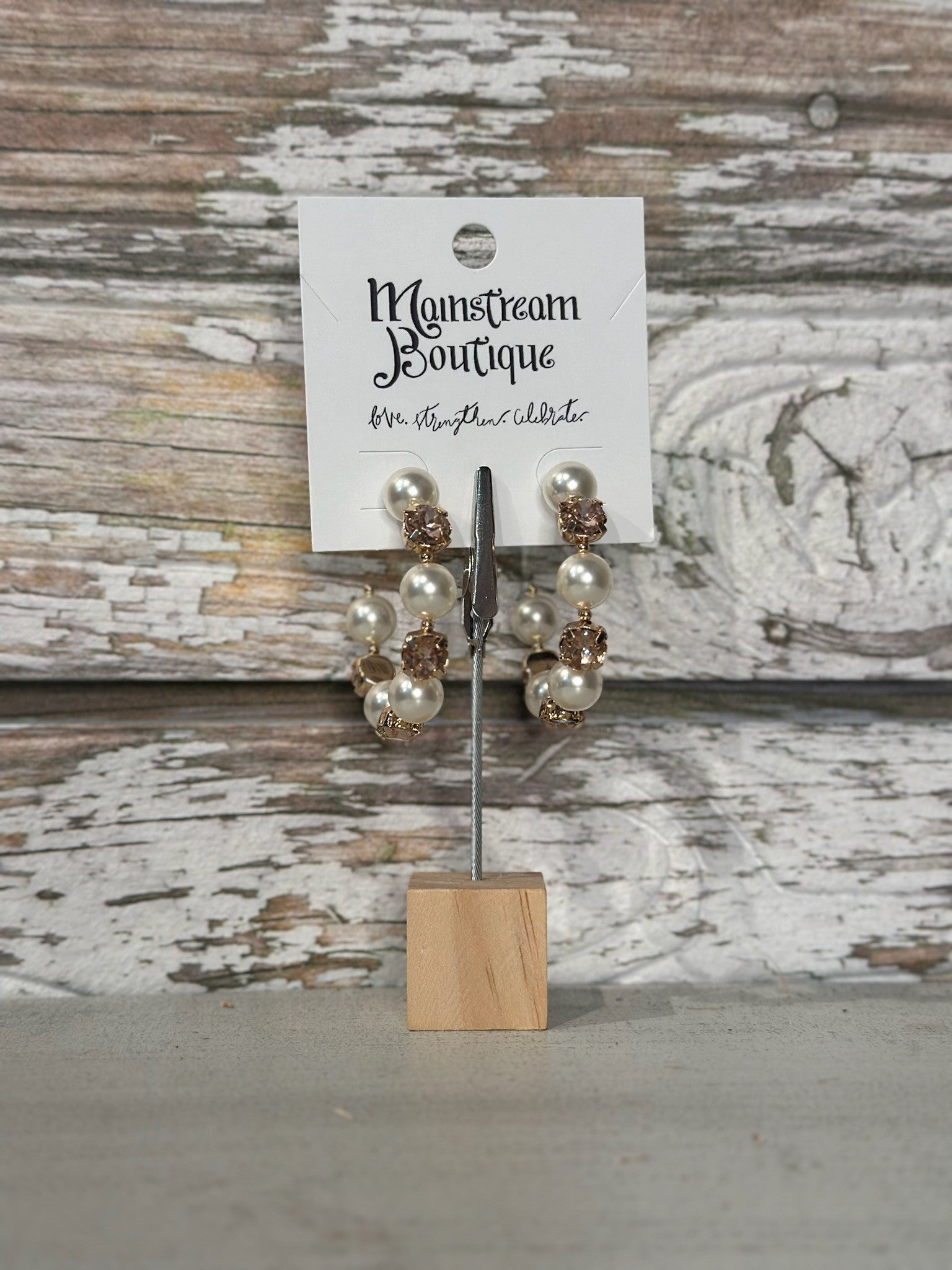 Stone and Pearl Earrings 