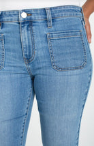 Close-up of capri blue jeans 