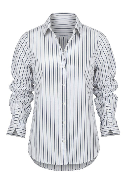 Navy Striped shirt on a white background