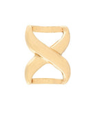 Gold scarf ring with a twisted design on a white background